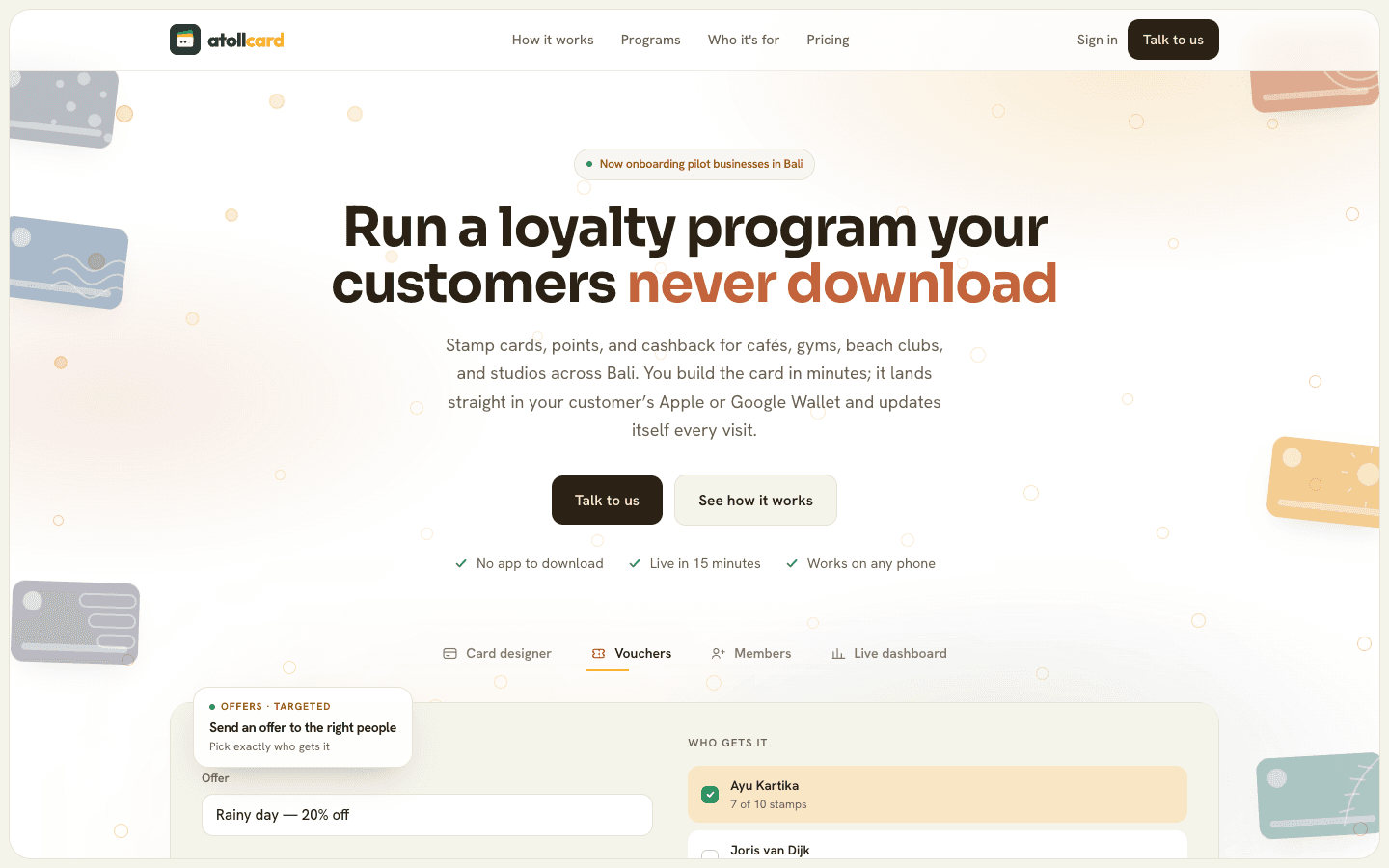 Atollcard, our loyalty platform — live site